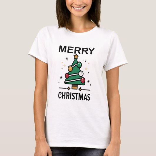 feestelijke kerstboom t-shirt (Voorkant)