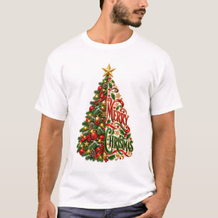 Feestelijke kerstboomkunst t-shirt