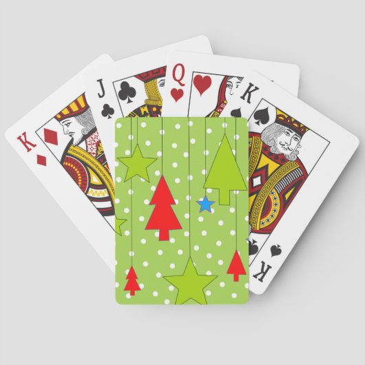 Feestelijke kerstboomprint pokerkaarten (Achterkant)