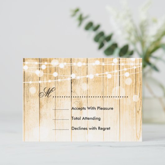 Feestelijke kerstbruiloft RSVP Tree Lights Ribbon (Staand voorkant)