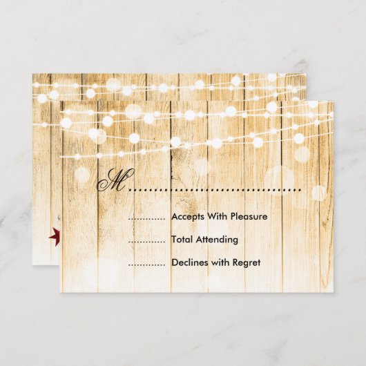 Feestelijke kerstbruiloft RSVP Tree Lights Ribbon (Voorkant / Achterkant)