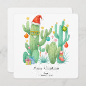 Feestelijke Kerstcactus met Santa Hat & Ornament Kaart (Voorkant / Achterkant)