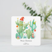 Feestelijke Kerstcactus met Santa Hat & Ornament Kaart (Staand voorkant)