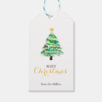 Feestelijke kerstcadeautag met kerstboom cadeaulabel
