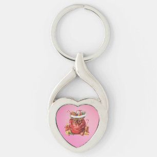 Feestelijke kerstcadeauzak met Cadeaus Sleutelhanger