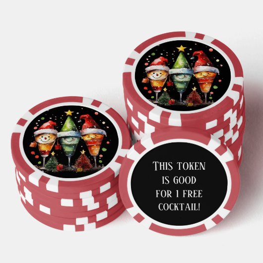 Feestelijke kerstcocktail gratis drink poker chips (Opstapeling)