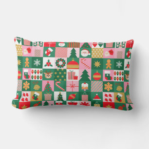 Feestelijke Kerstcollage van cadeaus, bomen, ornam Kussen