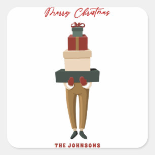 feestelijke kerstdozen vierkante sticker