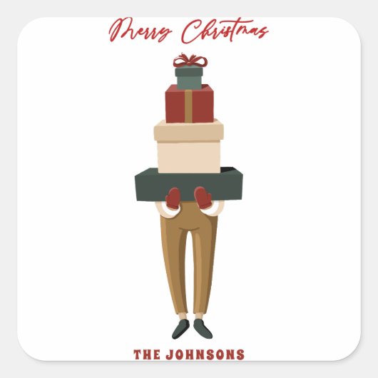 feestelijke kerstdozen vierkante sticker (Voorkant)