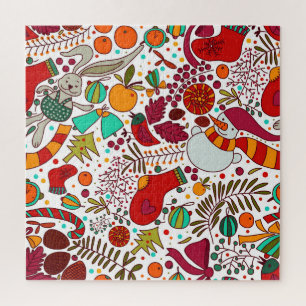 Feestelijke kerstelementen Naadloos ontwerp Legpuzzel