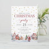Feestelijke Kerstfeest Santa rood goud uitnodiging (Staand voorkant)