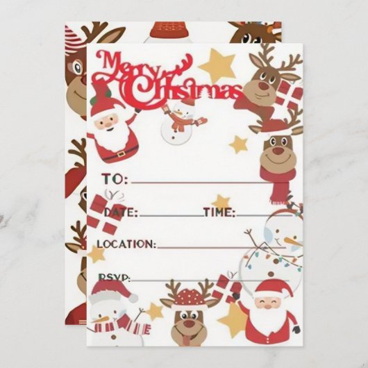 Feestelijke Kerstfeest Uitnodiging Kaarten (Voorkant / Achterkant)