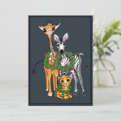 feestelijke kerstfeestdag Giraffe, Zebra, tijger Feestdagenkaart (Staand voorkant)