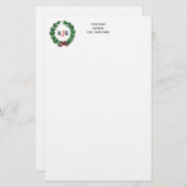feestelijke kerstfeestdagen met schaars monogram briefpapier (Voorkant / Achterkant)