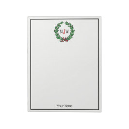 feestelijke kerstfeestdagen met schaars monogram notitieblok