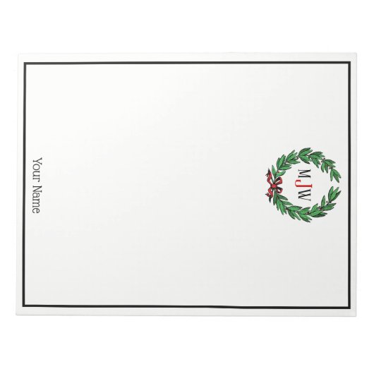 feestelijke kerstfeestdagen met schaars monogram notitieblok (Voorkant)