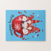 feestelijke kerstfeestelijke gnomen legpuzzel (Horizontaal)