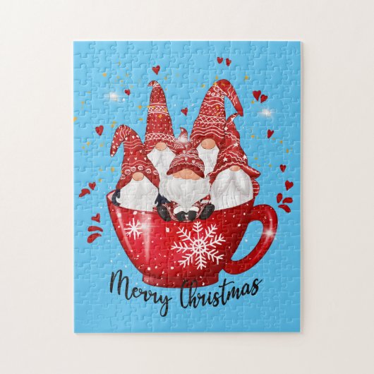 feestelijke kerstfeestelijke gnomen legpuzzel (Verticaal)