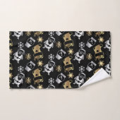 feestelijke kerstfeestjes, goud- en zilverpatroon bad handdoek (Handdoek)
