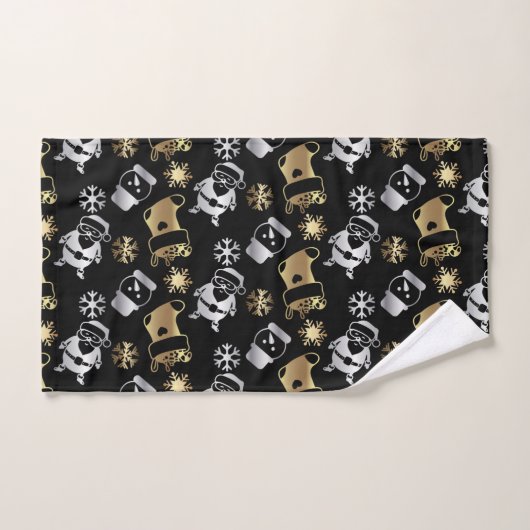 feestelijke kerstfeestjes, goud- en zilverpatroon bad handdoek (Handdoek)