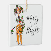 feestelijke kerstGiraffe, rode groene garnaal Keramisch Ornament (Rechts)