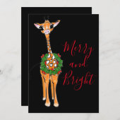 feestelijke kerstGiraffes, rode groene Holly-hars Kaart (Voorkant / Achterkant)
