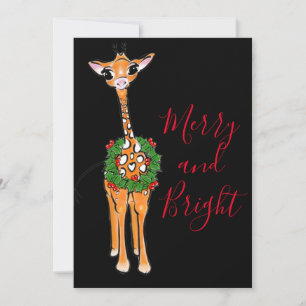 feestelijke kerstGiraffes, rode groene Holly-hars Kaart