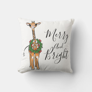 feestelijke kerstGiraffes, rode groene Holly-hars Kussen