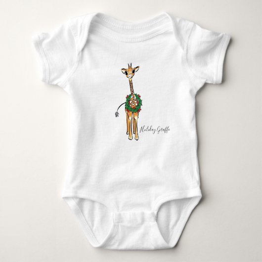 feestelijke kerstGiraffes, rode groene Holly-hars Romper (Voorkant)