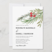 Feestelijke Kerstgroen Huwelijk Kaart (Voorkant)
