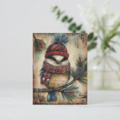 Feestelijke kerstgroet met schattige vogel briefkaart (Staand voorkant)