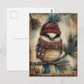 Feestelijke kerstgroet met schattige vogel briefkaart (Voorkant / Achterkant)