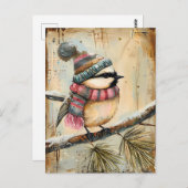 Feestelijke kerstgroet met schattige vogel briefkaart (Voorkant / Achterkant)