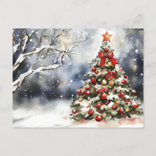 Feestelijke Kerstgroet Vintage Kerstscène Briefkaart
