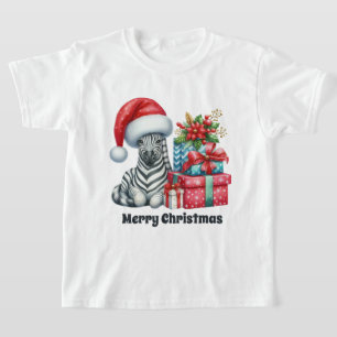 Feestelijke Kerstjongens zebra tekst toevoegen T-shirt