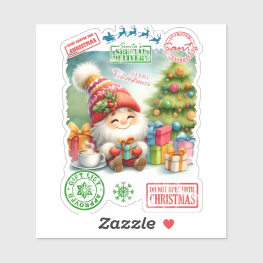 Feestelijke kerstkarakter Sticker (Vel)