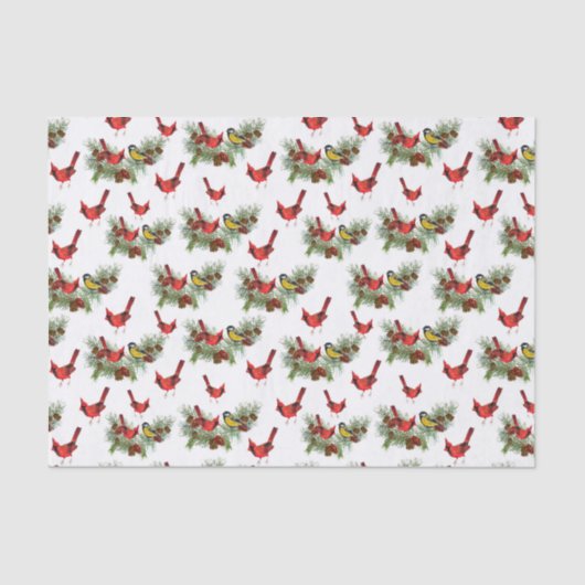 feestelijke kerstkardinalen met gevlekte feestdag tissuepapier (Voorkant)