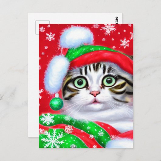 Feestelijke kerstkatten briefkaart (Voorkant / Achterkant)