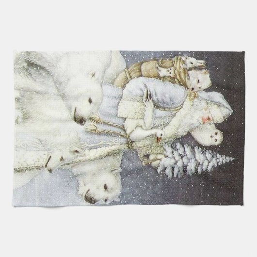 feestelijke kerstkerstfeestdag theedoek (Horizontaal)