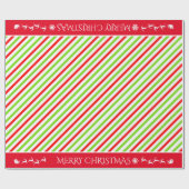 Feestelijke kerstkleuren rood wit groen gestreept cadeaupapier (Vlak)