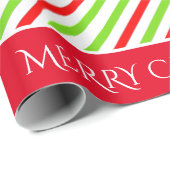 Feestelijke kerstkleuren rood wit groen gestreept cadeaupapier (Rol Hoek)
