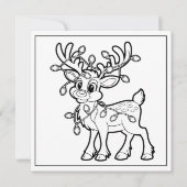 Feestelijke kerstkleuring rendier feestdagenkaart (Voorkant)