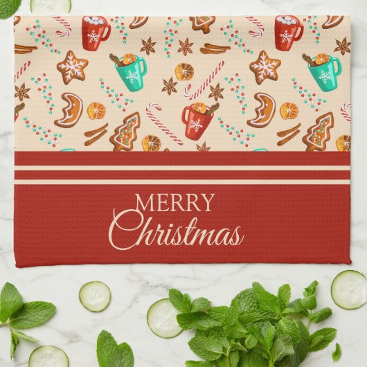 feestelijke kerstkoekjes en koekjes theedoek (Gevouwen)