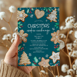 Feestelijke kerstkoekjes ruilparty kaart