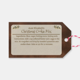 Feestelijke kerstkoekjesmix gepersonaliseerd bruin cadeaulabel
