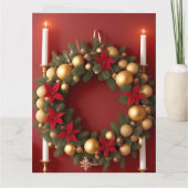 Feestelijke kerstkrans met kaarsversieringen kaart (Achterkant)