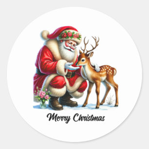 Feestelijke Kerstman aanpasbaar Ronde Sticker