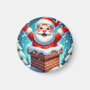 Feestelijke Kerstman die uit de Schoorsteen komt Magneet