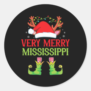 Feestelijke Kerstman Elf Kerstman Heel Vrolijk In Ronde Sticker