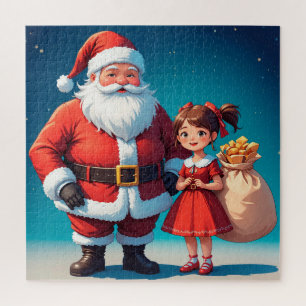 Feestelijke Kerstman en Sneeuwmeisje Legpuzzel